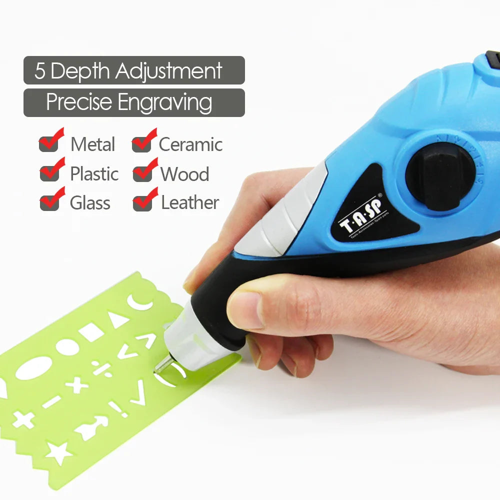 13W Electric Engraving Pen Tool – Etcher with Carbide Tips & Stencils for Wood, Metal, Glass, Plastic & Craft Work