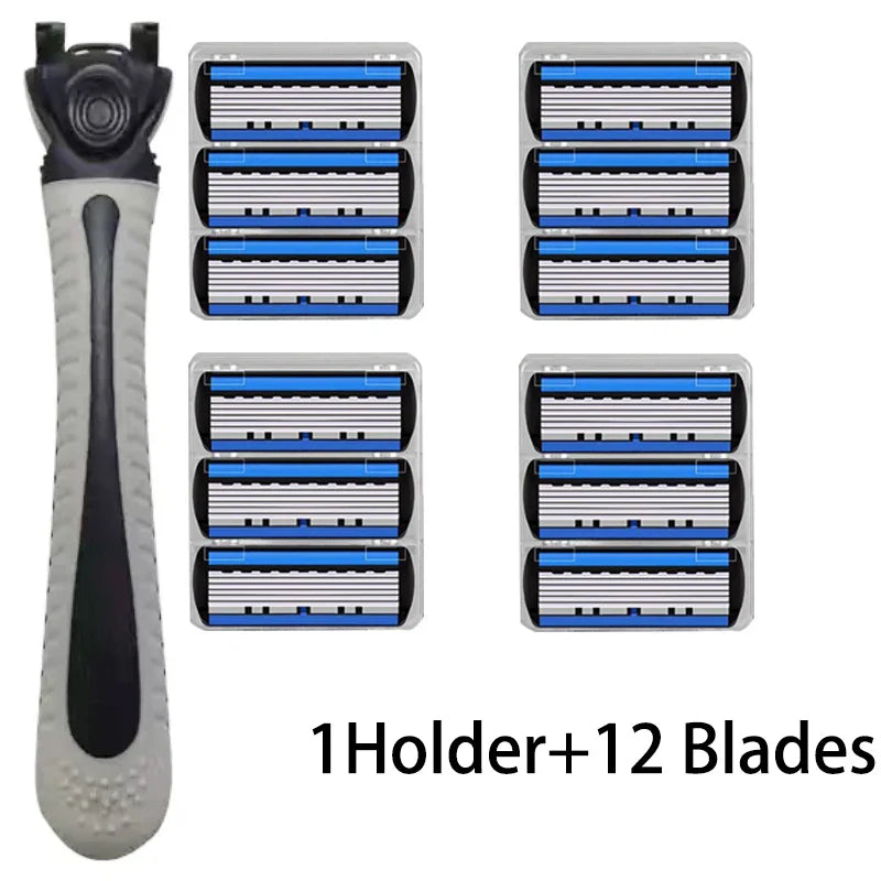 6-Layer Manual Safety Razor – Stainless Steel Double Edge Blade Shaver for Beard & Moustache Grooming