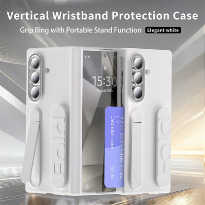 Vertical Wristband Card Slot Kickstand Case for Samsung Galaxy Z Fold 4-7 – Invisible Wrist Stand Protective Cover