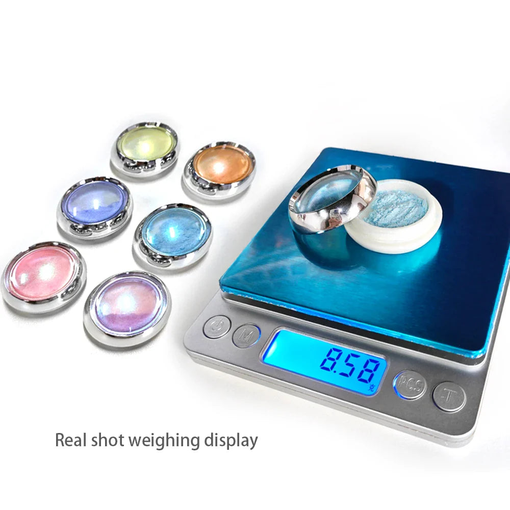 6pcs Shimmering Aurora Nail Powder – Multichrome Metallic Mirror Effect Chameleon Gel Polish