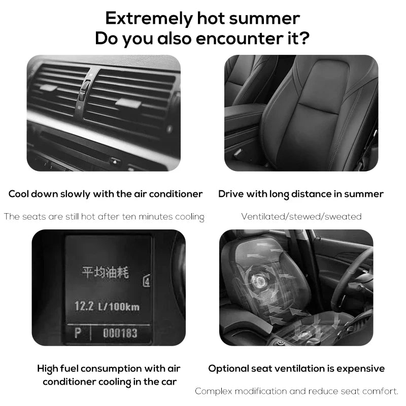 Portable Car Seat Fan – USB Powered Cooling Air Fan for Front & Rear Seats, Adjustable Strap for Car Interior