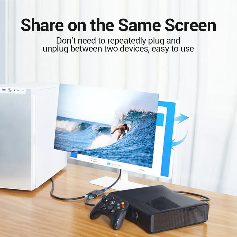 Vention HDMI Switcher 4K 60Hz Bi-Directional - 2.0 HDMI Switch 1x2/2x1 Adapter, Compatible with PS4/5, Xiaomi TV Box, 8K HDMI 2.1 Splitter