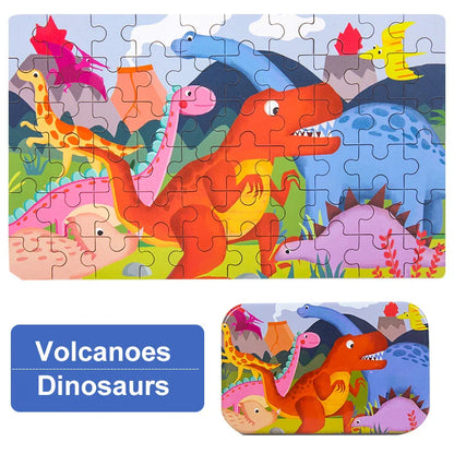 60-Piece Jigsaw Puzzle Set — Cartoon Animals & Vehicles Montessori Educational Toys for Kids, Perfect Christmas Gifts