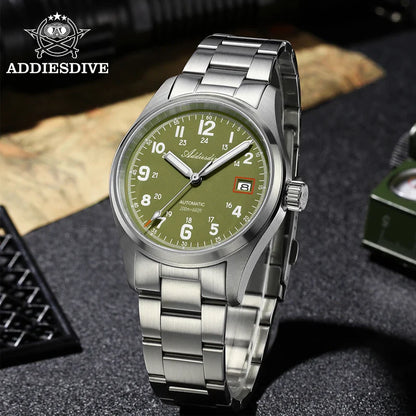 ADDIESDIVE AD2070 Men’s Automatic Mechanical Watch – Sapphire Crystal, 20Bar Waterproof, Super Luminous Stainless Steel