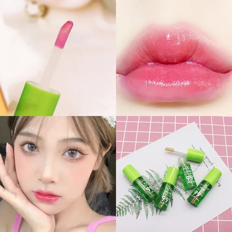 Natural Aloe Essence Lip Gloss – Moisturizing, Color-Changing, Waterproof & Long-Lasting Lip Care Lipstick