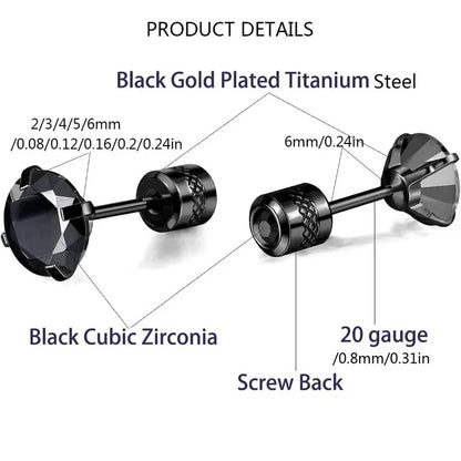20G Titanium Stud Earrings – Hypoallergenic Tiny Cubic Zirconia Screw Back Cartilage & Tragus Piercing Jewelry