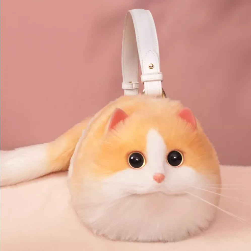 One Shoulder Small Messenger Bag – Handmade Plush Cat Design for Women Autumn Winter