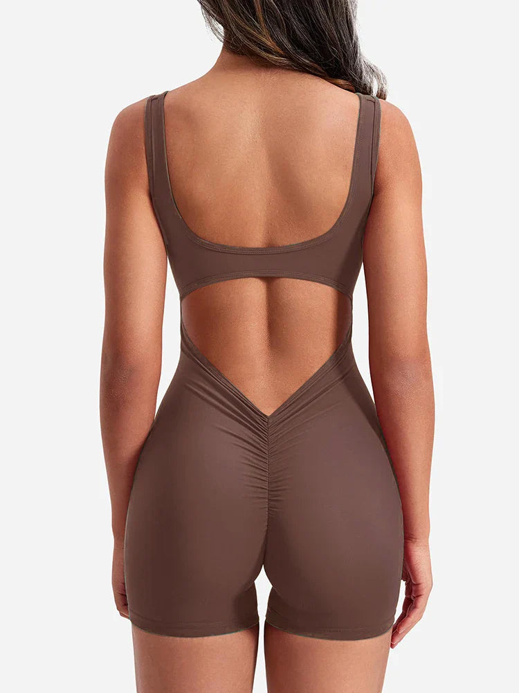 Summer Shoulder Straps One-piece Shorts: Slim Hip Lifting High Waisted Sports Yoga Wear - New and Sexy