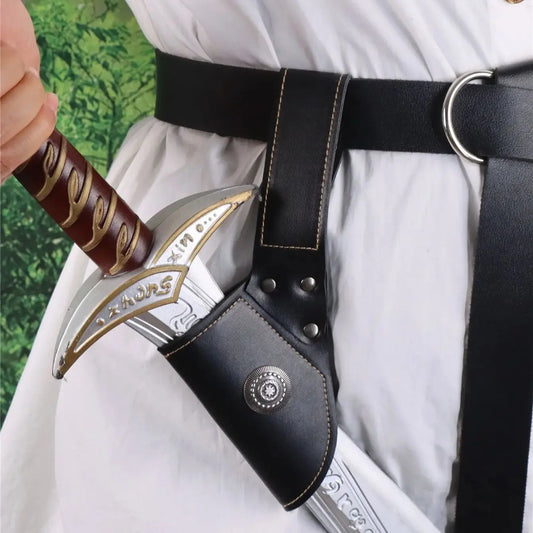 Medieval Viking Sword Sheath Holder – Leather Belt Scabbard Frog for LARP, Pirate & Knight Cosplay