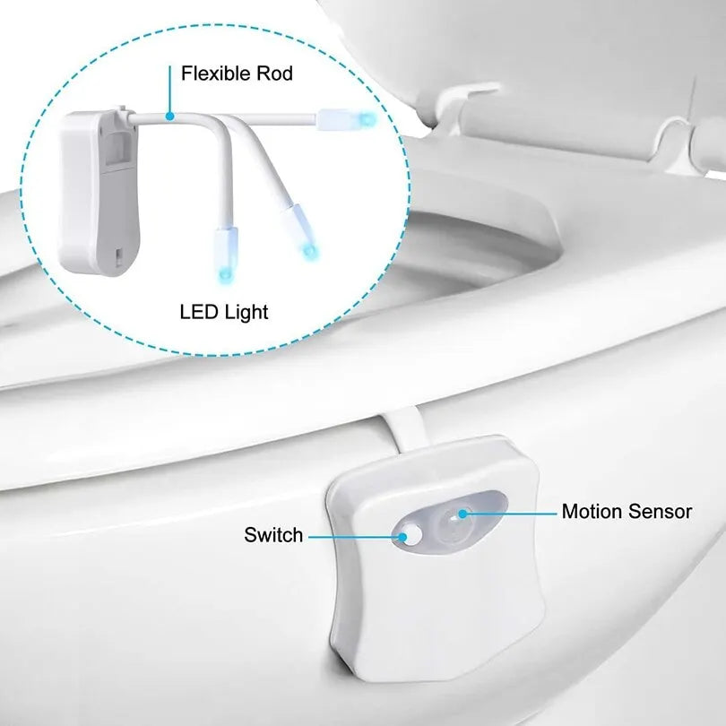 8-Color Motion Sensor Toilet Light: LED Night Lights for Bathroom - Unique Washroom Night Lamp