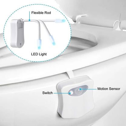 8-Color Motion Sensor Toilet Light: LED Night Lights for Bathroom - Unique Washroom Night Lamp