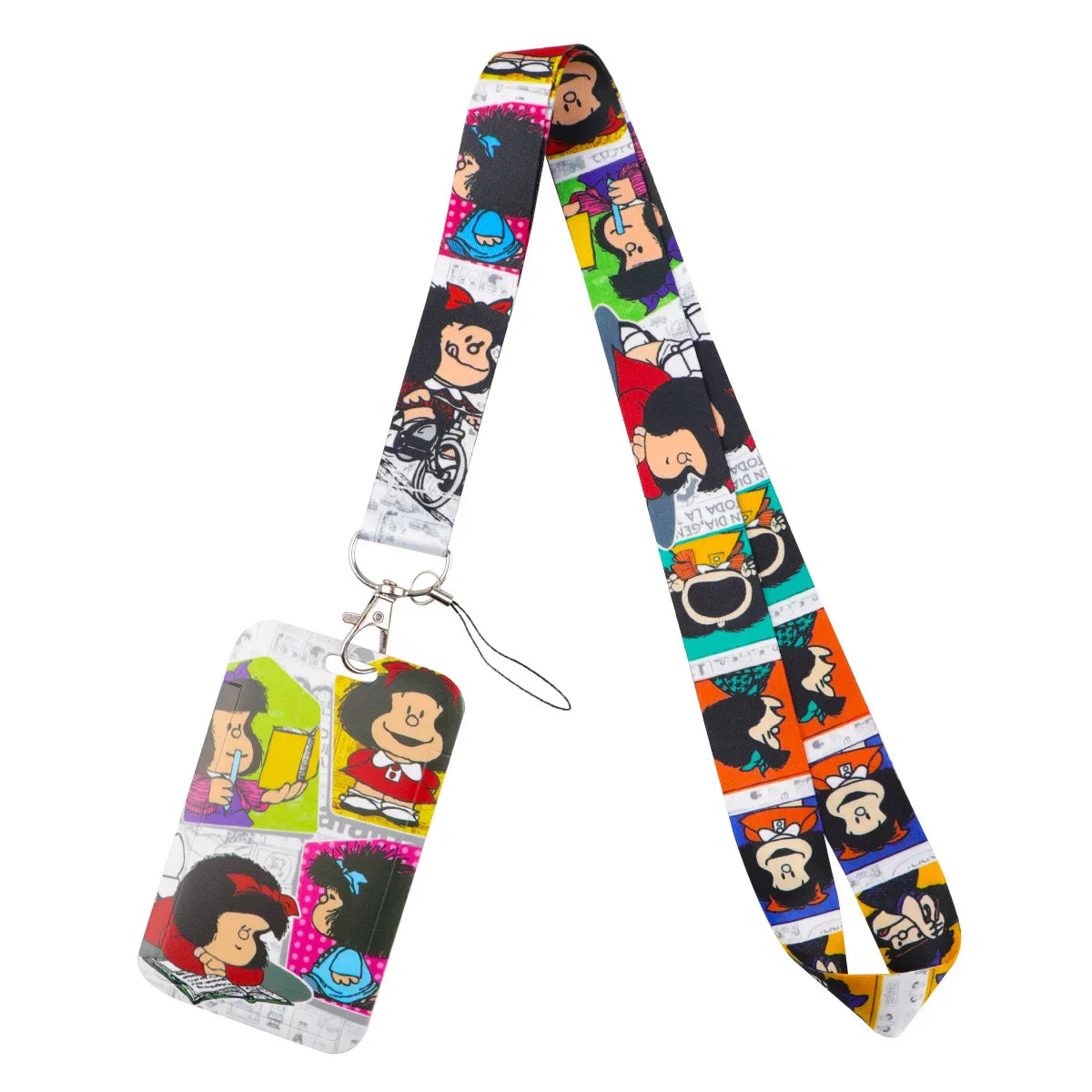 Cartoon Girl Credential Holder with Lanyard – Cute Neck Strap for Cards, Badges, Keys & Keychain Accessories