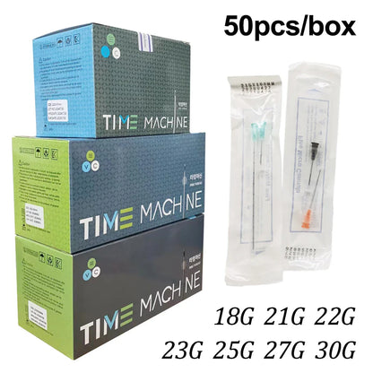 50pcs Disposable Blunt-Tip Cannula Needles — 22G 23G 25G 27G 18G Micro Body Piercing Syringe, 50mm/70mm