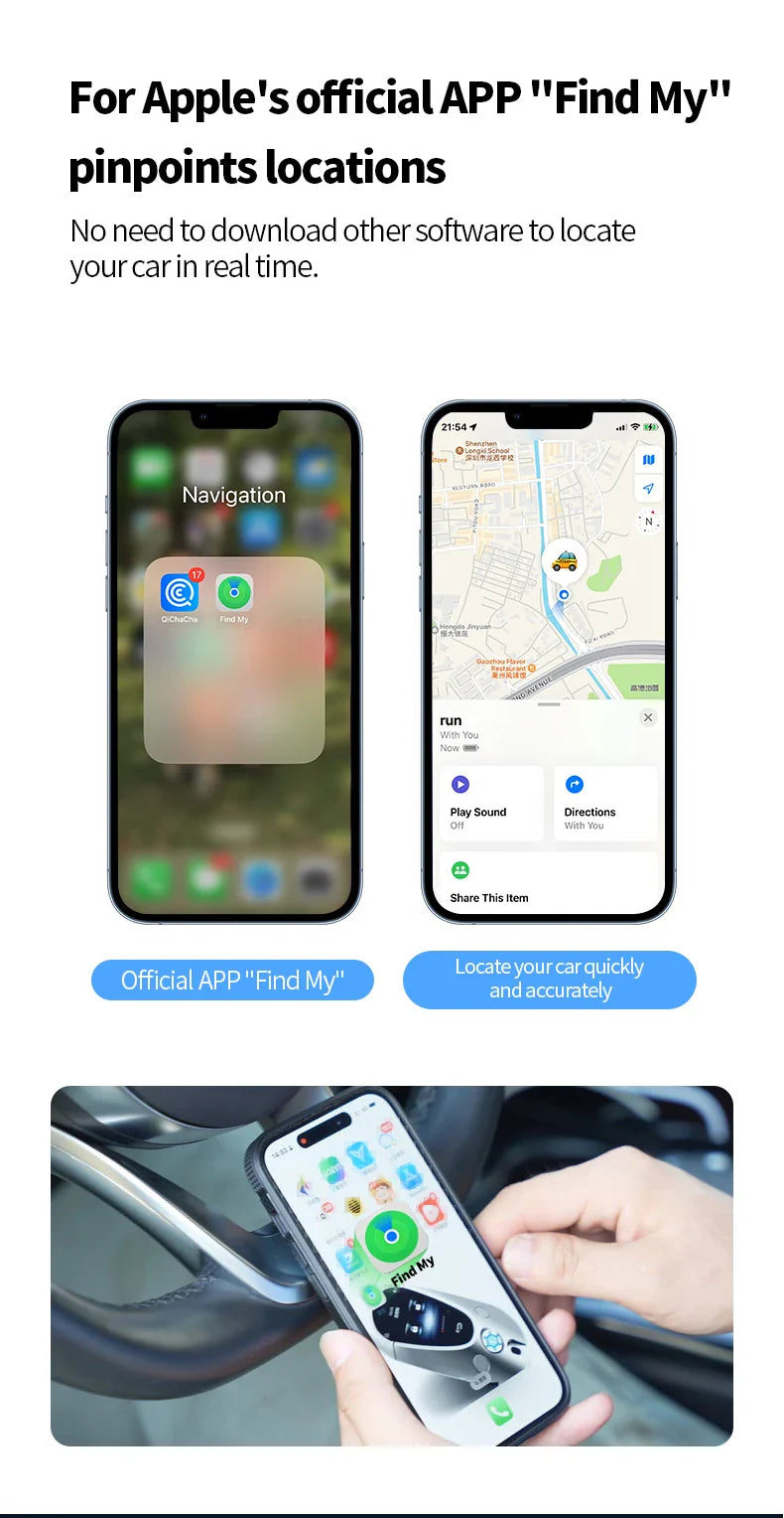 AP200 20W Mini Universal OBD GPS Tracker – Hidden Cigarette Lighter USB-C Adapter with Apple Official App Compatibility