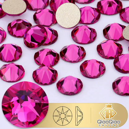 QIAO 2088 Crystal Nail Art Rhinestones — Flat Back Non-Hotfix Strass for DIY Nail Decorations (8 Big + 8 Small)
