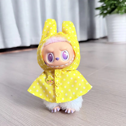 17CM Labubu Monster Doll Clothes – DIY Colorful Raincoat Outfit with Cute Candy Dots, Kids’ Gift Accessories