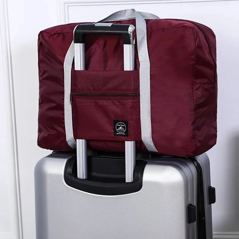 Multifunctional Folding Travel Bag: Red/Navy/Green Single Shoulder Hand Luggage with Large Capacity - Waterproof Storage