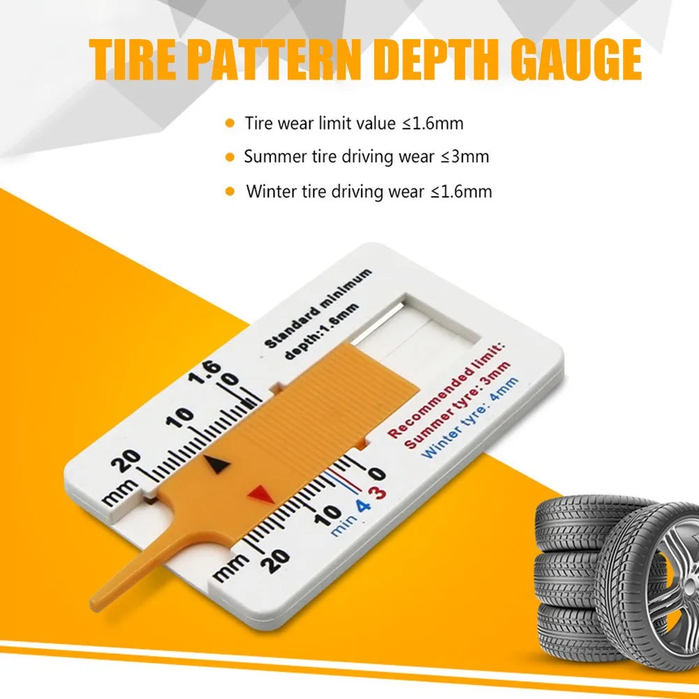 Auto Car Tire Tread Depth Gauge - 0-20mm Depthometer, Plastic Wheel Measure Tool for Tread Indicator