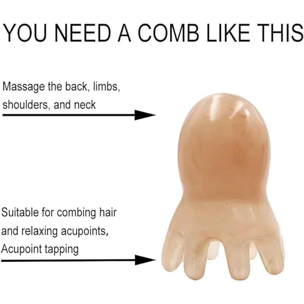 Octopus Shaped Meridian Acupoint Massage Comb – Wide Tooth Scalp, Neck & Back Manual Deep Tissue Massage Tool