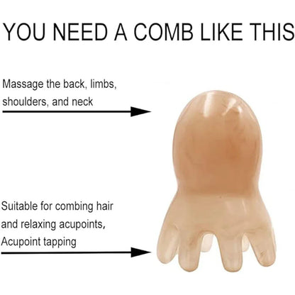Octopus Shaped Meridian Acupoint Massage Comb – Wide Tooth Scalp, Neck & Back Manual Deep Tissue Massage Tool