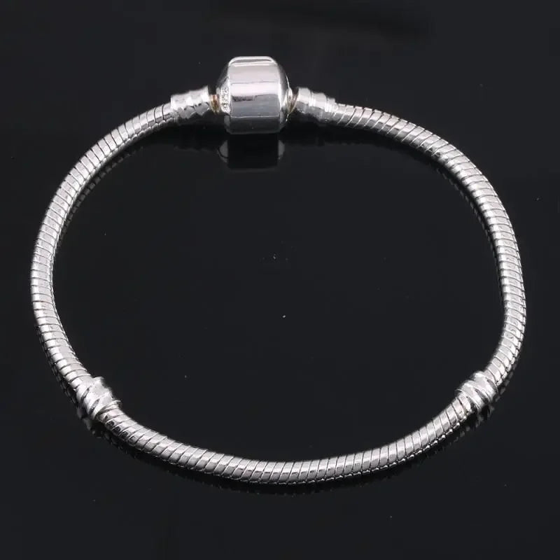 925 Sterling Silver Snake Bone Charm Bracelet – Fine Jewelry Bangle for Women & Men, Party & DIY Accessories