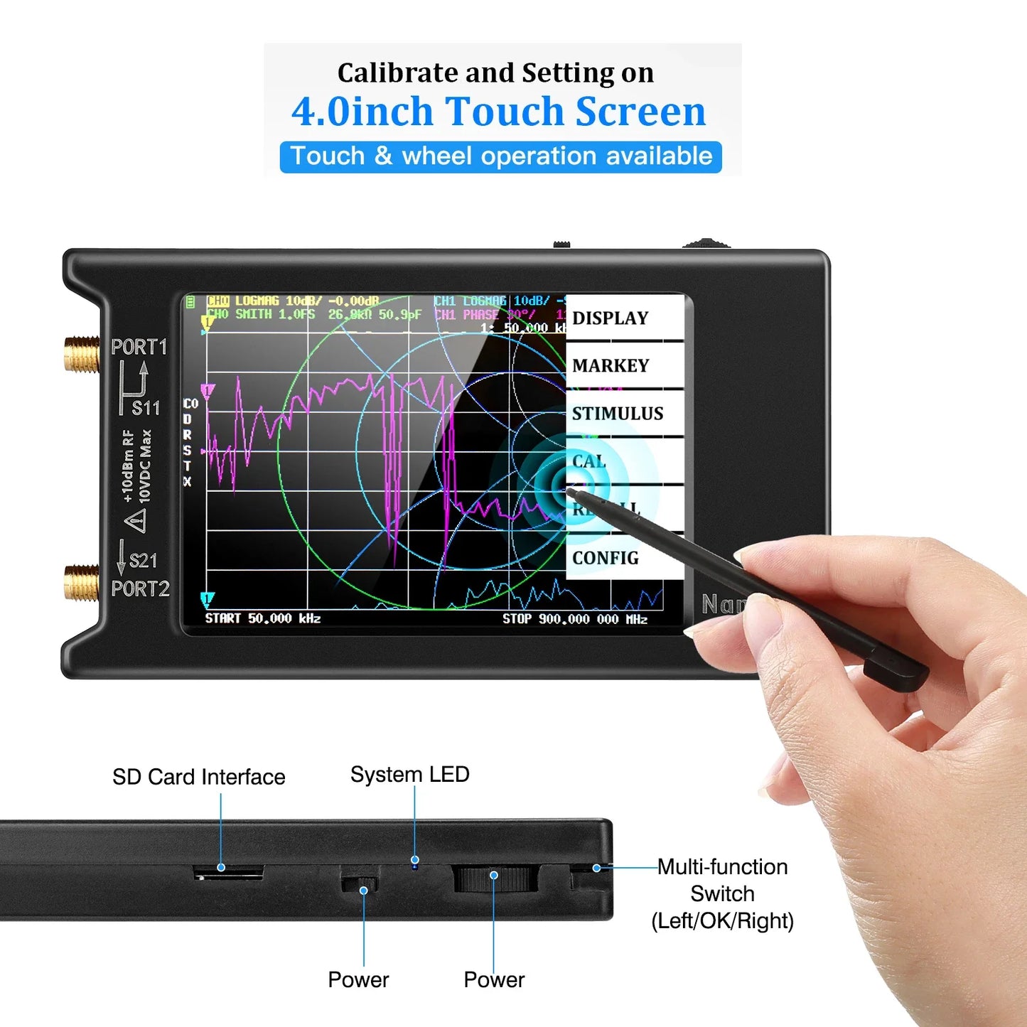 NanoVNA-H4 Vector Network Analyzer 10KHz-1.5GHz | 2.8/4" Display Antenna Tuner for MF HF VHF UHF | Spectrum Analyzer Nano VNA