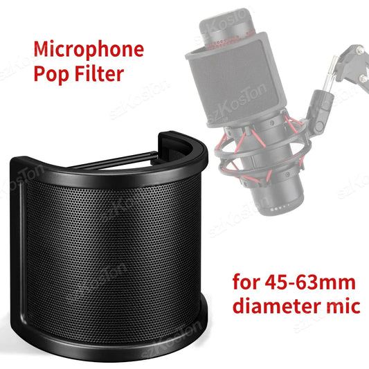 Condenser Microphone Pop Filter – Metal Mesh & Foam Windscreen Shield for Streaming & Recording, Compatible with A8 A6V K669 Microphones