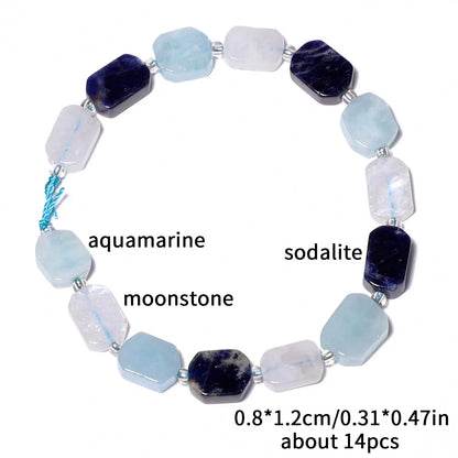 Natural Gemstone Rectangle Beads - 8x12mm Amethyst Citrine Lapis Lazuli Spacer Beads for DIY Jewelry Making & Bracelets