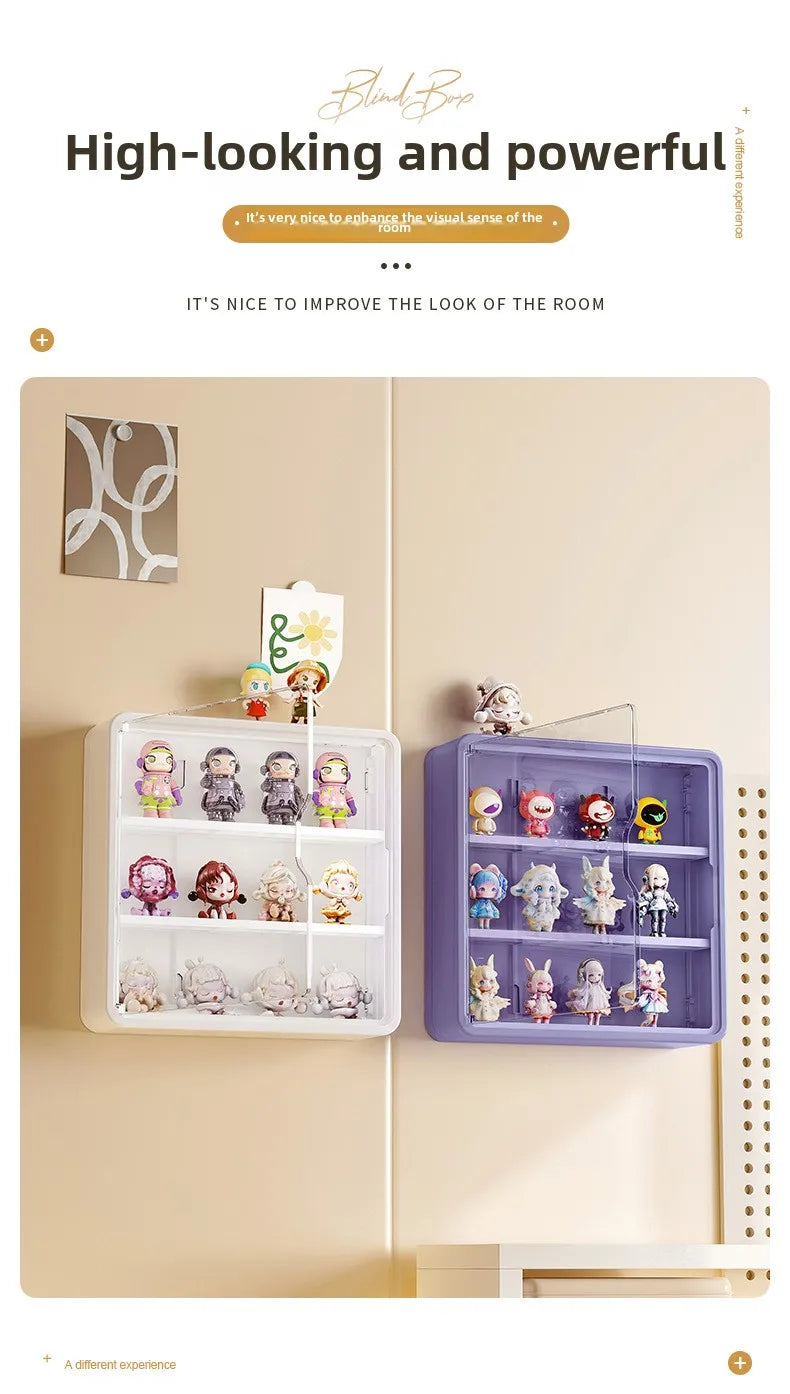 Wall-Mounted Doll Blind Box Storage Rack – Magnetic Suction Figurine Display Cabinet, Dustproof Handheld Box for Collectibles