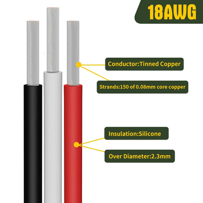 16-30AWG Silicone Tinned Copper DIY Wire, 5 Colors, 5-20 Meters per Roll, Stranded Electronic Cable