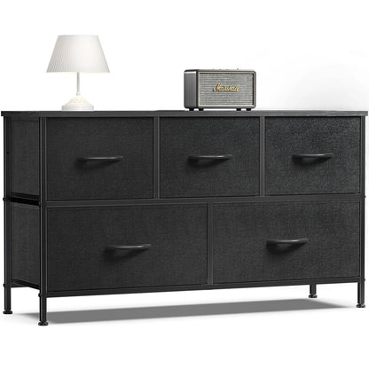 Living Room Display Cabinet – 5 Fabric Drawers with Steel Frame, Wardrobe Closet for Clothes Storage & Dresser