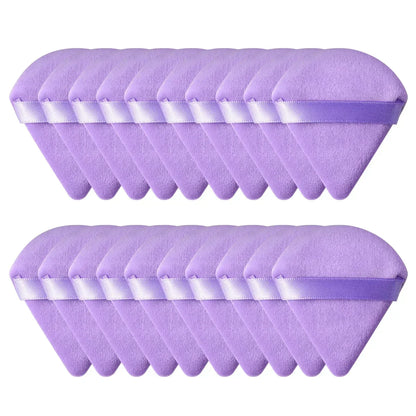 10/20PCS Triangle Velvet Powder Puffs – Mini Face Makeup Sponges, Washable & Lightweight Cosmetic Tools