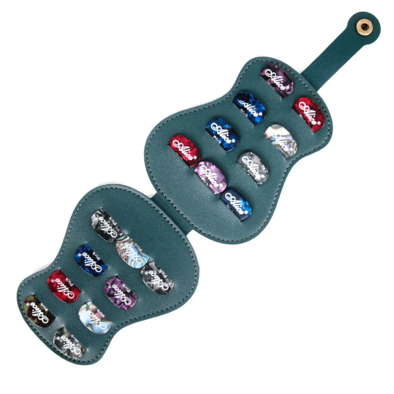18-Slot Guitar Pick Storage Case – PU Leather Folding Durable Portable Plectrum Holder