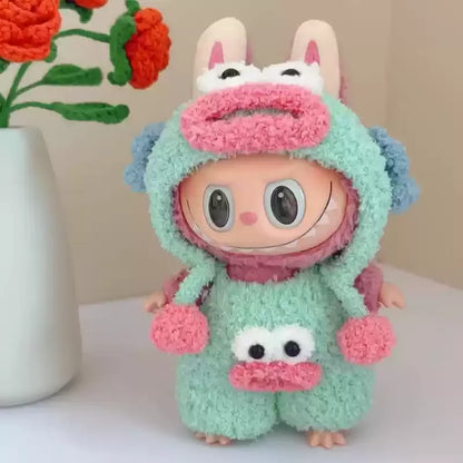 Labubu 17cm Heartbeat Macaron Monkey Toy – Stand-Up Dress-Up Jacket & Pants Suit