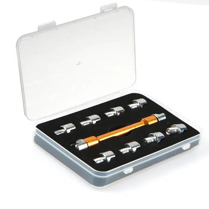 CNC Motorcycle Spoke Wrench Tool - High Performance Dirt Bike ATV Scooter Wheel Repair Kit with 10 Interchangeable Tips
