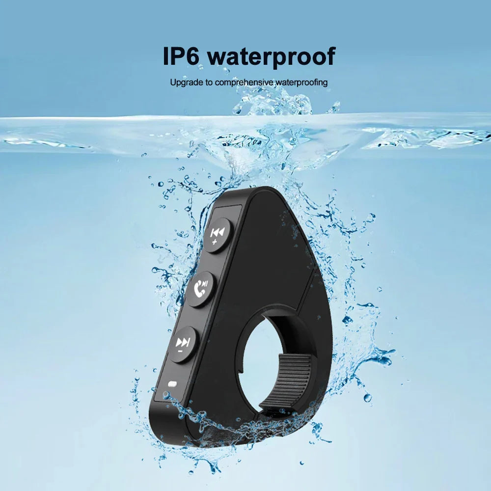 Kebidumei Bluetooth 5.3 Handlebar Remote Controller - Waterproof Wireless Media Control for Motorcycle Helmet Headsets