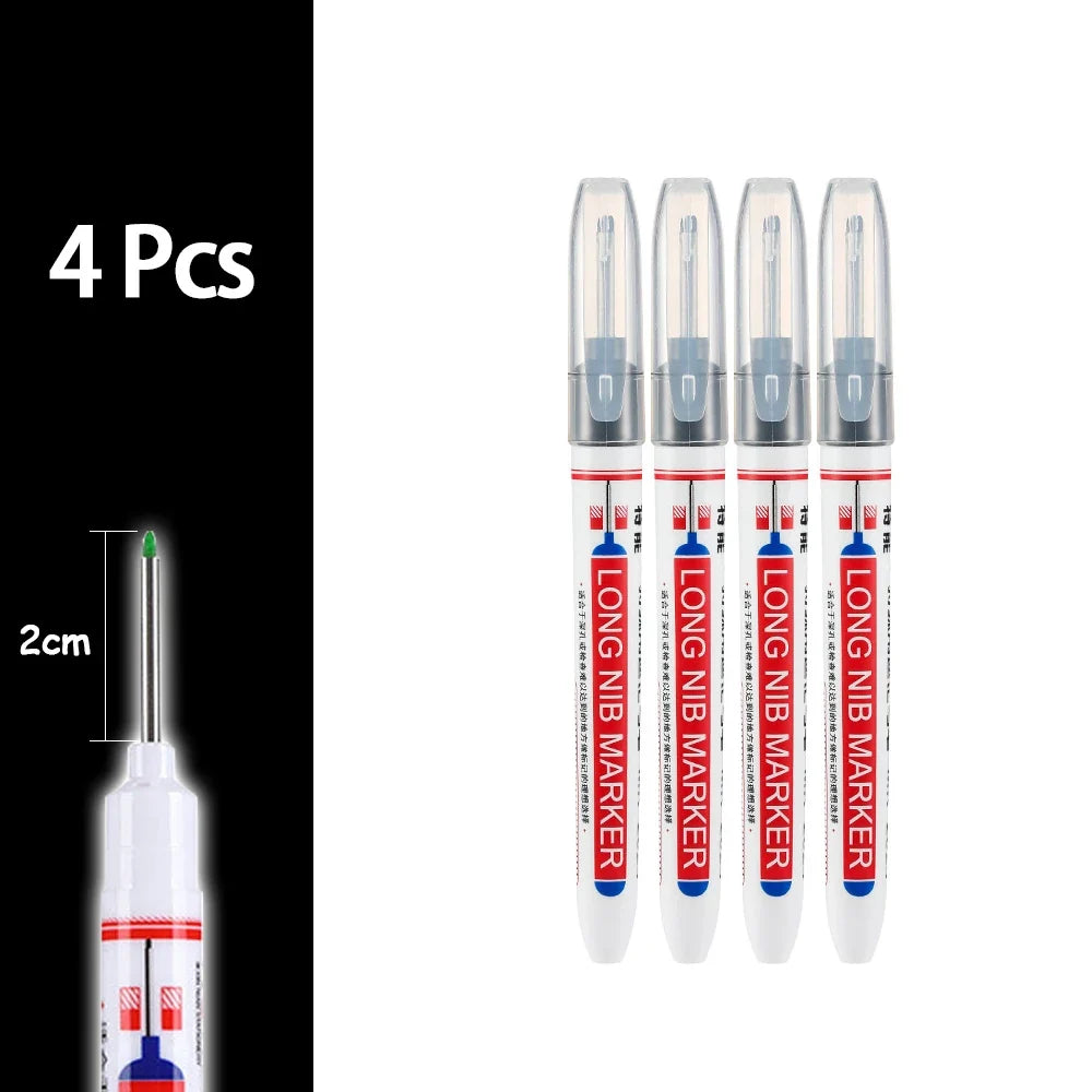 2cm Waterproof Deep Hole Marker Pen - Long Head Carpenter Markers for Metal Woodworking Tools 4-80pcs