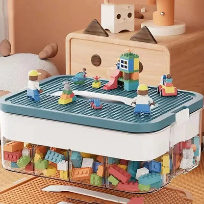 Stackable Kids Storage Box – Building Blocks Organizer with Handle, Adjustable Toy & Sundries Container for Children