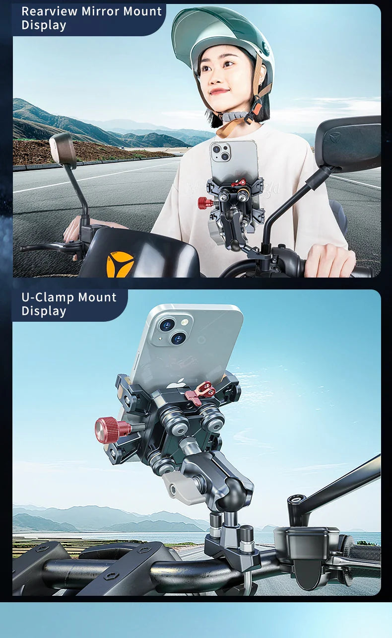 New Universal Motorcycle Phone Holder – High-Quality Alloy Shockproof Navigation Mount