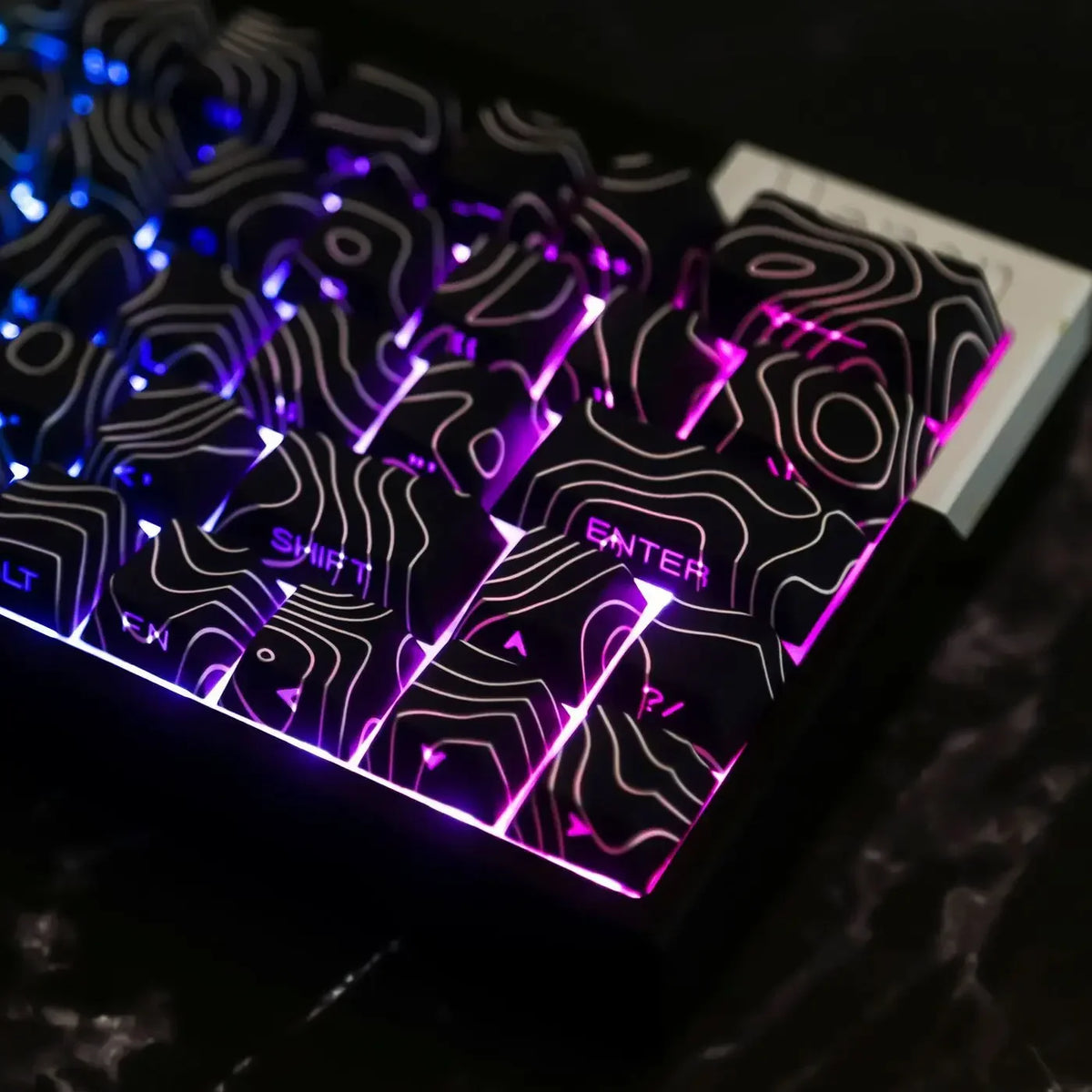 Contour 4.0 Side-Engraved PBT Translucent 97-Key Mechanical Keyboard Keycaps – White Gaming Keycap Set for Magnetic Switch F75 GMK87