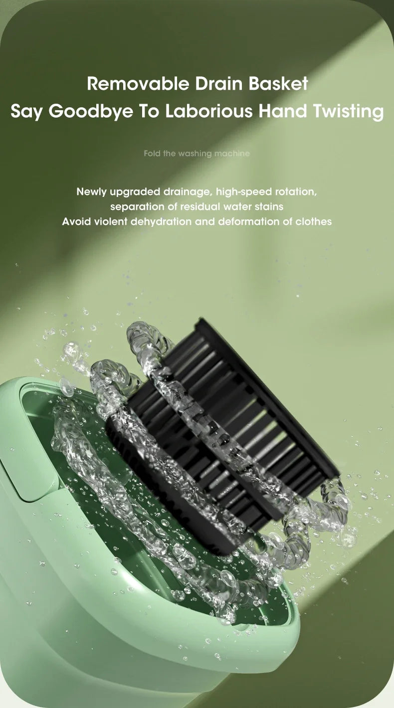 Folding Washing Machine Bucket – Portable Clothes & Socks Washer for Travel, EU/US/UK Plug