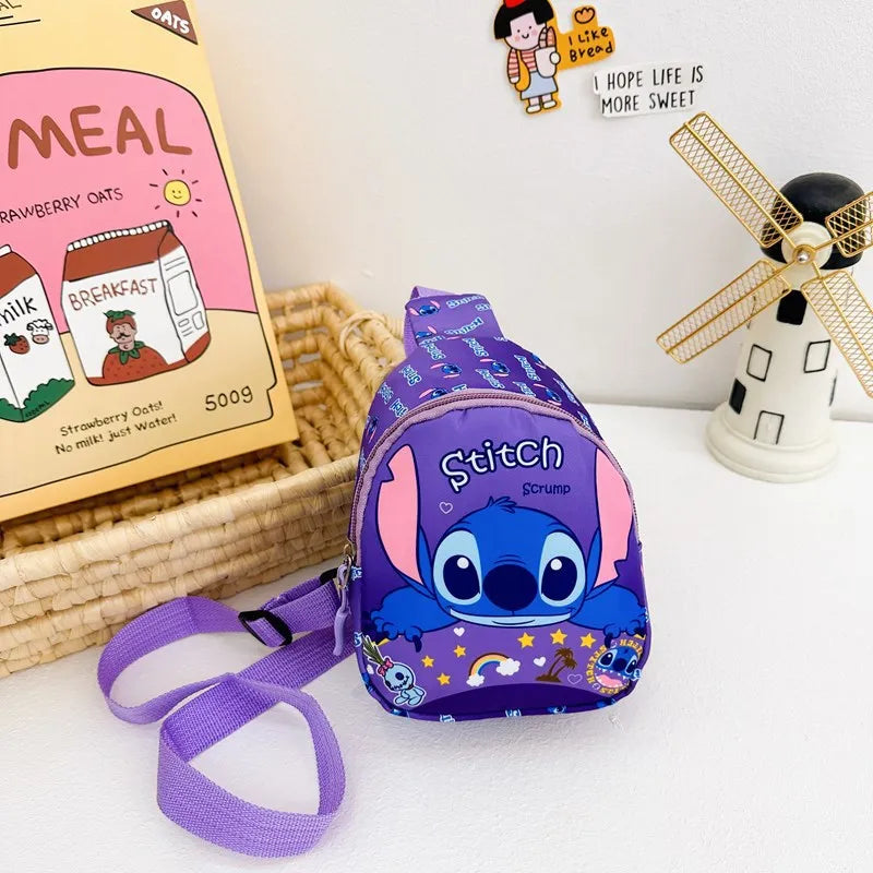 Disney Cartoon Stitch Kids Chest Bag – Cute Crossbody Waist Pouch with Zipper, Coin Purse & Gift for Children