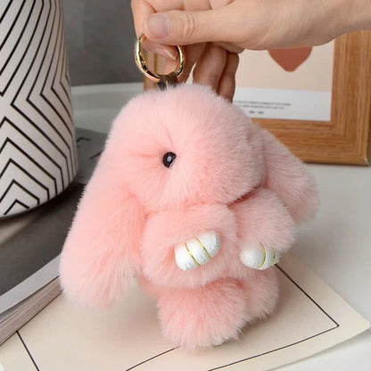 15cm Rabbit Fur Keychain - Cute Bag Charm, Car Pendant and Gift Accessory