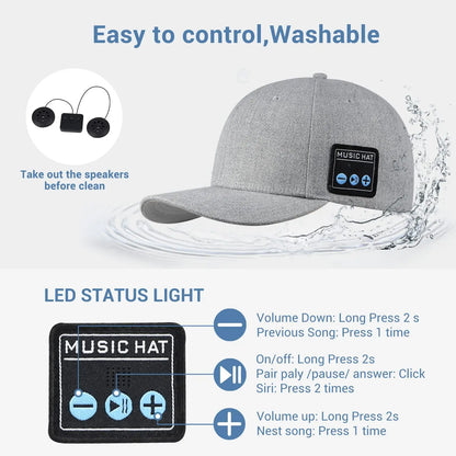 Upgrade Your Outdoor Experience with New Multifunctional Bluetooth Hat: Detachable Wireless Speakers, Adjustable Music Baseball Cap - Perfect for Running & Sports, Great Gift Idea