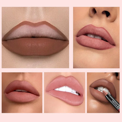 Matte Brown Lip Liner Pencil – Waterproof, Long-Lasting Lip Outline and Contouring, Moisturizing Lip Balm Crayon