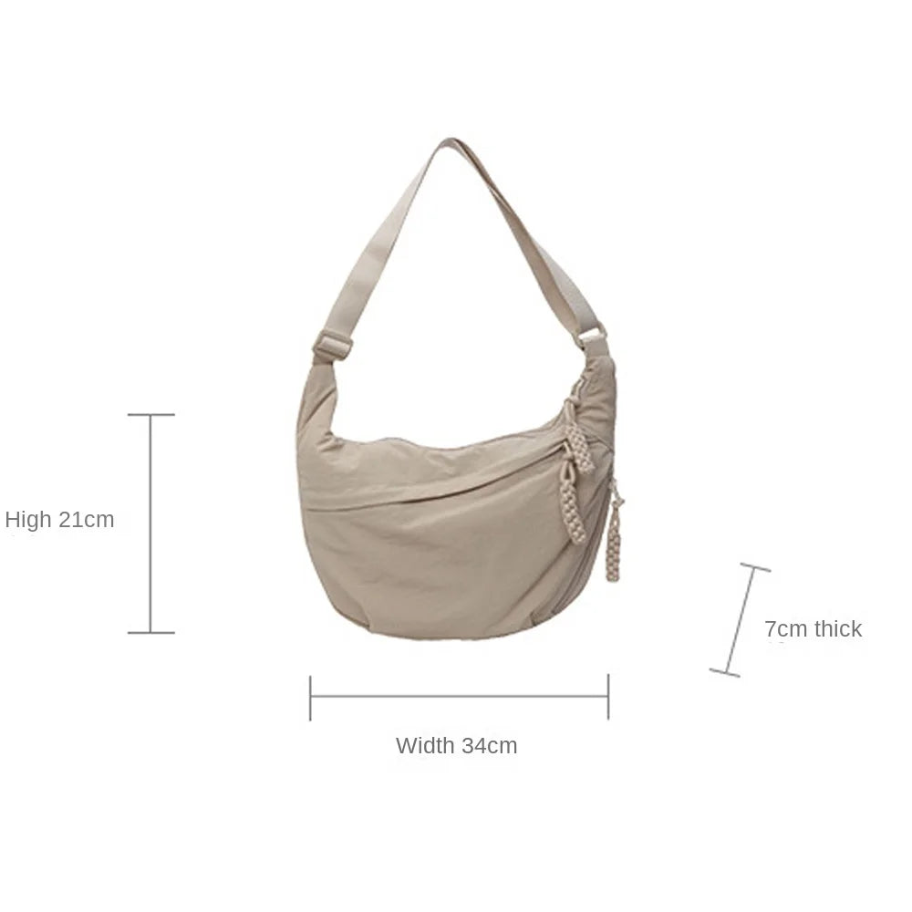 Women’s Casual Canvas Crossbody Bag – Large Capacity Lightweight  Hobo Shoulder Bag Solid Color Dumpling Bag