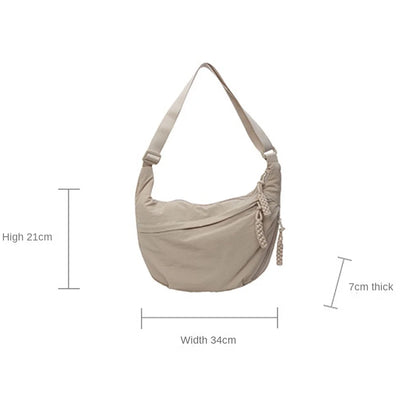 Women’s Casual Canvas Crossbody Bag – Large Capacity Lightweight  Hobo Shoulder Bag Solid Color Dumpling Bag