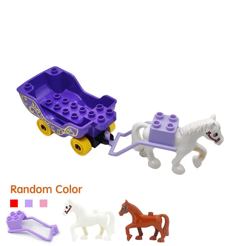 New Large Building Blocks Toys – Cartoon Princess Carriage, Car & Airplane Vehicle Models, Big Bricks Gift for Kids