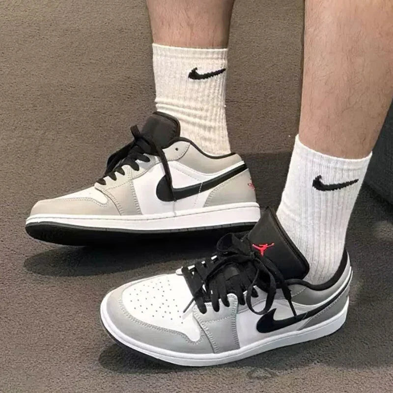 Nike Air Jordan 1 Low – Light Smoke Grey Retro Basketball Shoes | Men's Wear-Resistant, Anti-Slip Sneakers