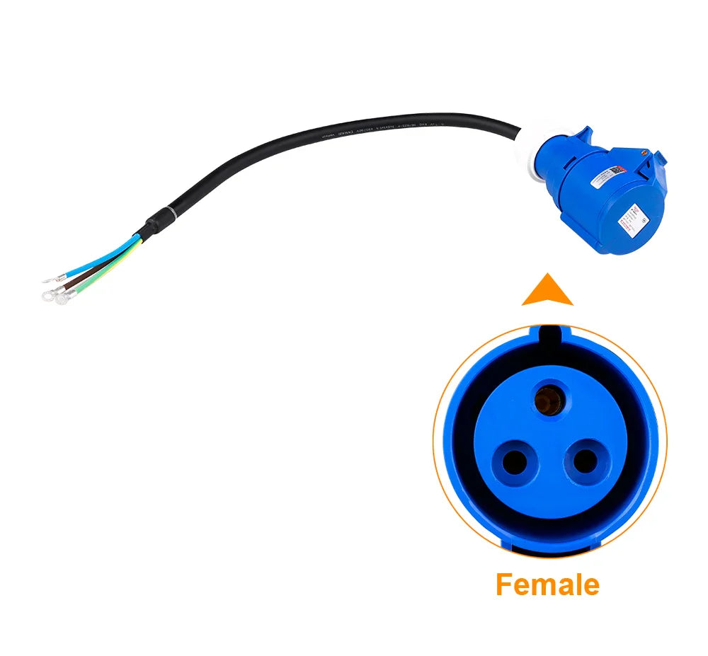 IPENGEN EV Charger CEE 3-Pin Female Plug Adapter – Waterproof Wall-Mount Socket for 32A 1-Phase 7KW Connection